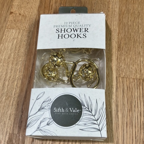 GOLD SHOWER HOOK BRASS METAL 12 PIECES SET - Picture 4 of 4